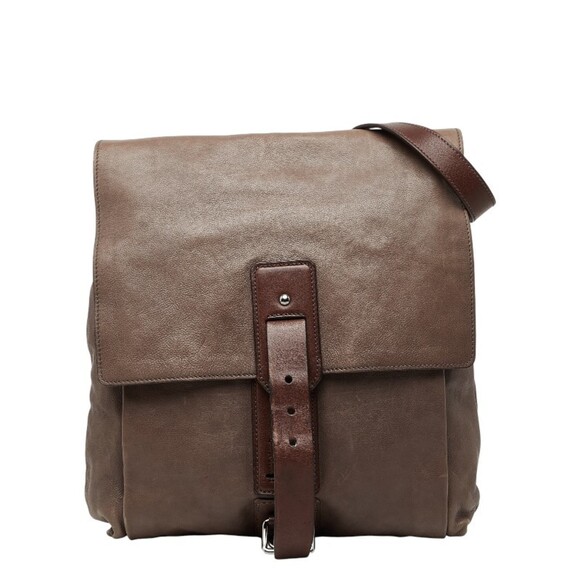 Prada Logo Crossbody Shoulder Bag VA0805 Brown Leather Women's PRADA